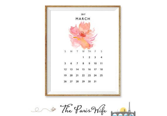 2017 Monthly Printable Calendar Instant Download by TheParisWife