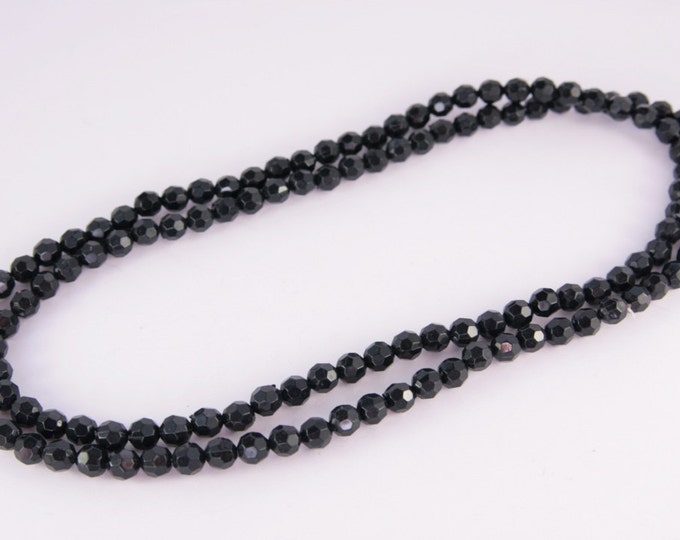 Black Long Necklace Graduated Black Shiny 40 Inches Long All One Size Vintage Costume Jewelry