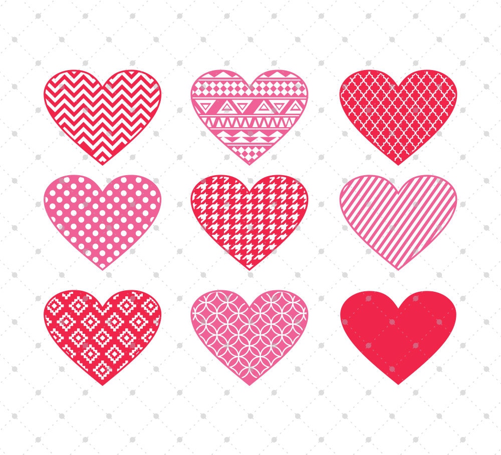 Download Valentines Day SVG, Hearts SVG Cut Files, Patterned Hearts ...