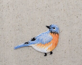 Blue Bird - Bluebird - Facing Right - Iron on Applique - Embroidered Patch - 1123152-A