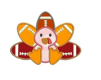 Football Turkey Applique Design Machine Applique Embroidery Designs 7 Size - INSTANT DOWNLOAD