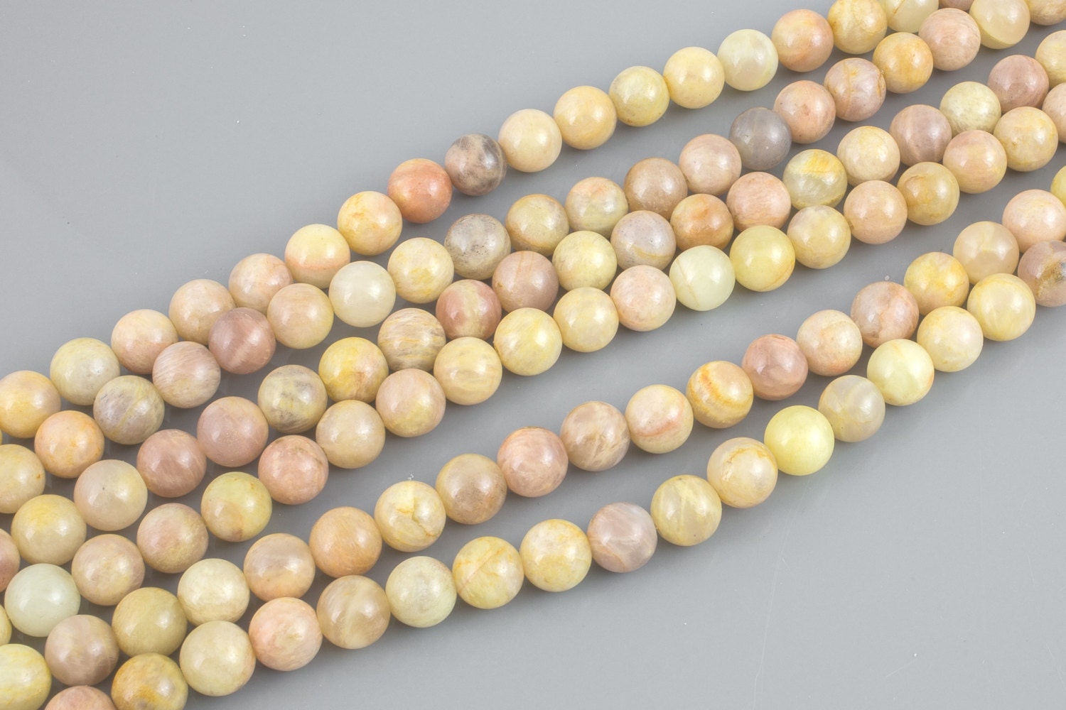 Natural Yellow Moonstone Smooth Round Beads. A Quality Full