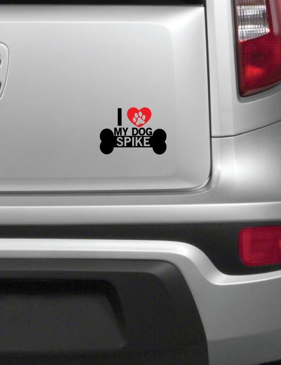 Dog Car Decal I Heart My Dog Personalized by SlapStickVinyl