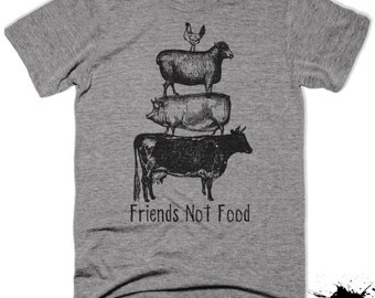 Vegan Shirt Tshirt T-shirt Tee Friends Not Food Vegetarian Vegan Top Herbivore Save Animals Gifts for Girlfriend Boyfriend Wife Veganism