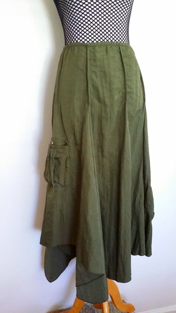 Lagenlook skirt M military skirt olive green skirt army