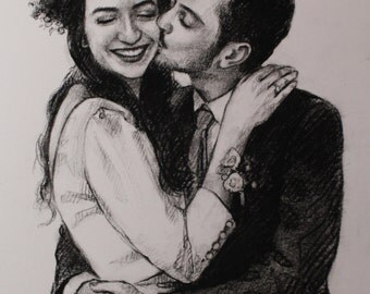 paper anniversary gift for him personalized charcoal drawing from photo on paper anniversary gift for her paper gifts