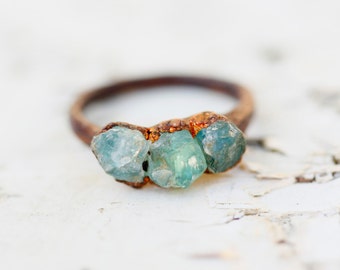 Raw Aquamarine Ring: aquamarine engagement ring, alternative engagement ring, aquamarine jewelry, raw crystal engagement ring, promise ring