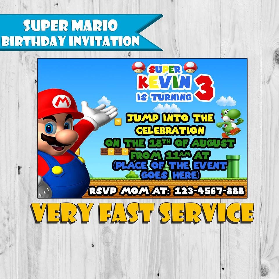 Super Mario Birthday Invitations Card Invitation Printable