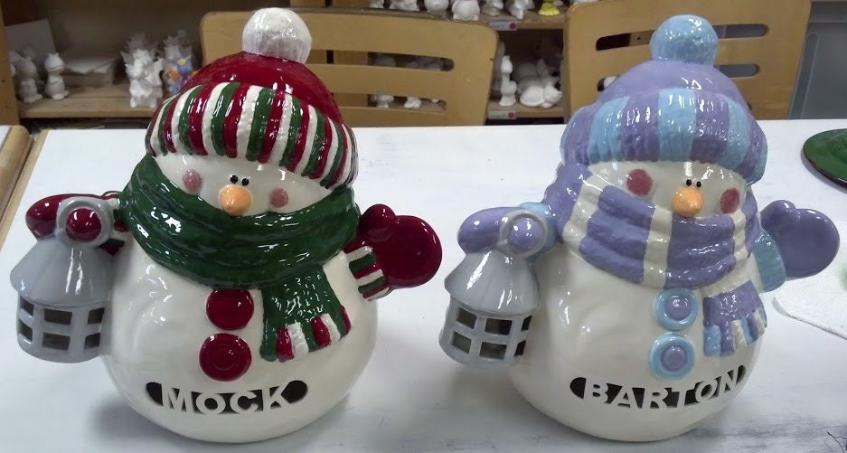 Personalized Ceramic Snowman Light
