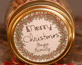 Textured KRAFT Brown Labels. Set of 24, 2.5" Stickers. Personalized Christmas Stickers. Holiday Mason Jar. Homemade Vanilla Extract Labels.