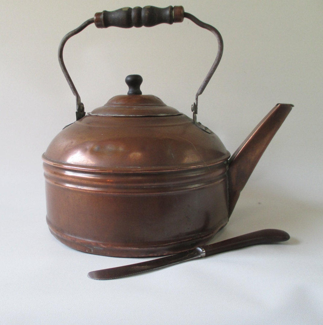 Copper Tea Kettle Vintage Large 5 Quart Liter Ready to Use
