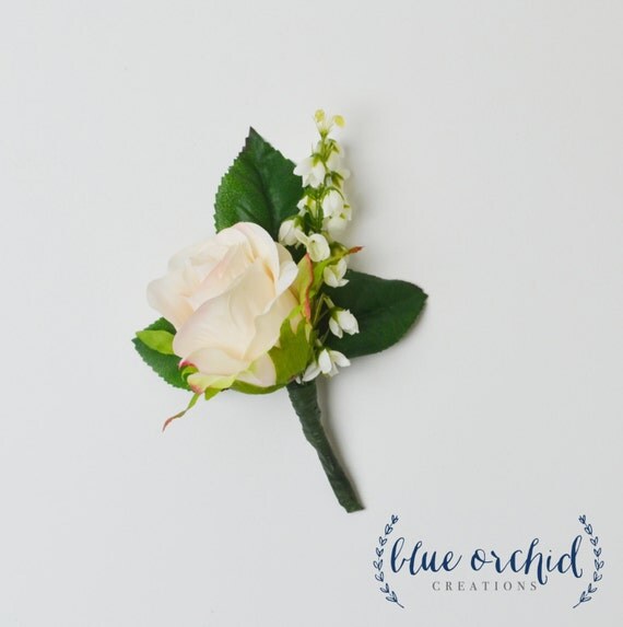 Rose Bud Boutonniere Pink and White Boutonniere Button Hole