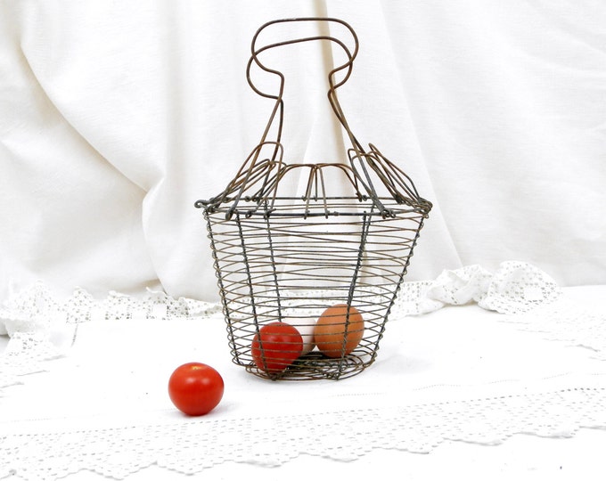 Antique French Woven Wire Egg Basket, Wire Vegetable Basket, French Decor, Cottage Decor, French Country Decor, Retro Vintage, Wireware