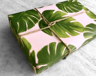 Palm Leaves Gift Wrap, fine wrapping paper, all occasion, flat sheet paper, illustrated monstera