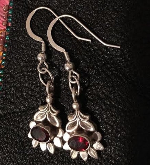 Garnet 925 silver earrings
