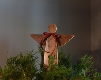 Angel Christmas Tree Topper with a Rustic Finish- Angel Tree Topper Decoration made from reclaimed wood