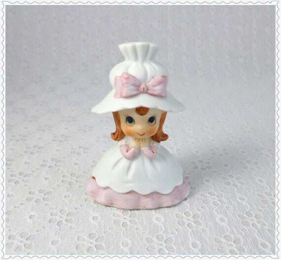 Girl Figurine Bell Vintage Collectible Bisque Porcelain