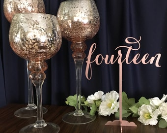 Rose Gold Table Numbers, Wedding Table Numbers,DIY Table Numbers, Wooden Table Numbers, Gold Table Numbers, Laser Cut Wedding Decor