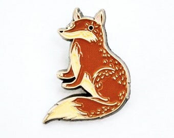 Fox Enamel Pin FOX PIN Fox Brooch Pin, Fox Lapel Pin, fox gifts, enamel jewelry, gift for men, animal pins, gifts for him, foxy kawaii