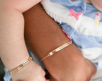 Personalized Baby Bracelet • Daughter Bar Bracelet • Rose Gold Filled Yellow Gold Filled Sterling Silver Infant Jewelry