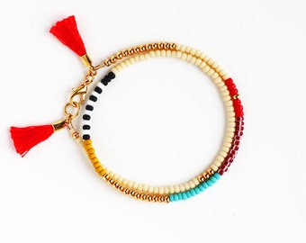 Beaded Bracelet, Friendship Bracelet, Tassel Bracelet, Muliticolor Bracelet