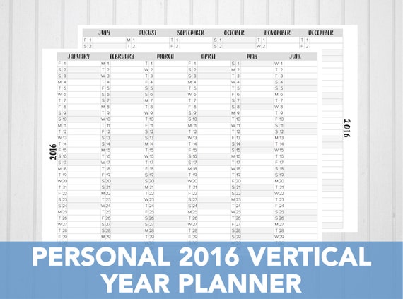 Printable Vertical Year Planner 2016 | personal 2016 folding vertical year planner by Printable Vertical Year Planner 2016 | personal 2016 folding vertical year planner by