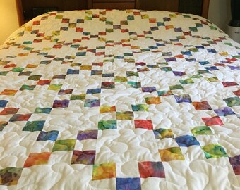 Queen size handmade quilt in an Irish chain design