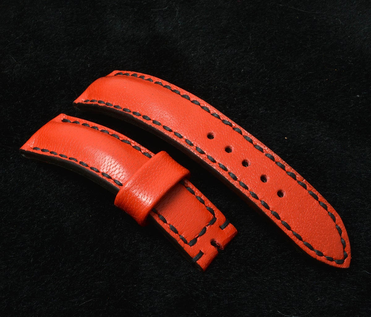 22mm red leather watch strap