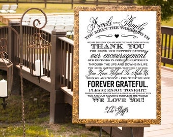 Wedding Thank You Sign, Wedding Sign, Reception Sign, Printable Guest Thank You Card, Custom Wedding Thank You Poster, Thank You Sign