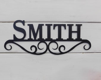 Personalized Name Sign, Custom Metal Last Name Sign, Last Name Sign