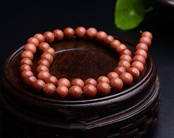Natural Round Gold sand Beads, One Full Strand 4 6 8 10 12 14 16mm Gemstone Beads, Loose Stone Beads,E200