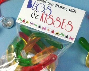 12 Birthday Candy Bag Toppers & Bags, Bugs and Kisses, Party Favor Toppers, Party Favors, Candy Bags, Kids Candy Bag, Bugs Goodie Bags