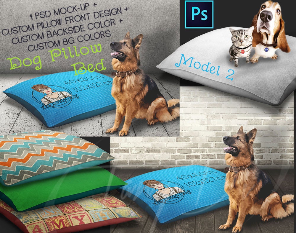 40x50 Pet Pillow Bed on Wooden Floor PPB3 Big Dog Pillow Bed