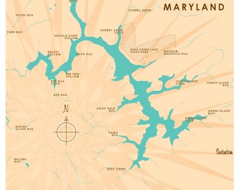 Deep creek lake map | Etsy