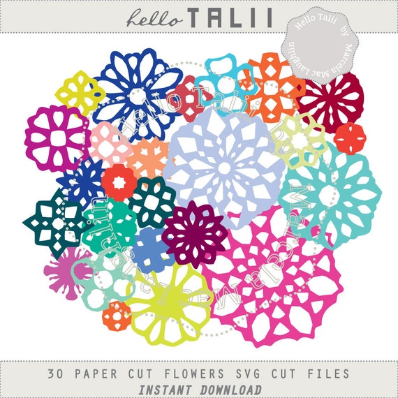 Paper Flowers SVG Cut Files 30 Hand cut KIRIGAMI Flowers