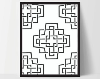 Geometric Abstract, Wall Art, Artwork, Home Decor, Modern Print, Print Art, Abstract Art, Black White, Decorations, Digital Print