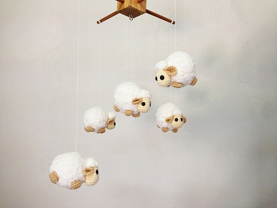 Baby mobile Crochet Cute Counting Sheep Sheep baby