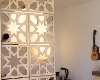 Decorative Wood Screen Kits in Walnut/Birch (Various Sizes),Hanging Room Divider, Home Decoration, Interior Decor, Holiday, Christmas Gift