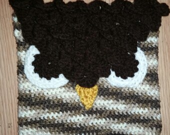 Crocheted Owl Purse, hand made, one of a kind, owl, shoulder bag, tote bag, cross body bag