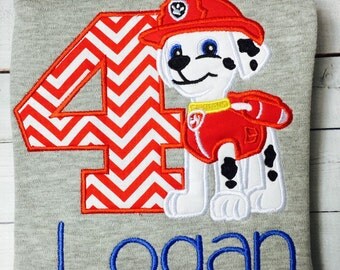 Paw Patrol Birthday Shirt / Personalized/ Marshall / 1-9 / Pup