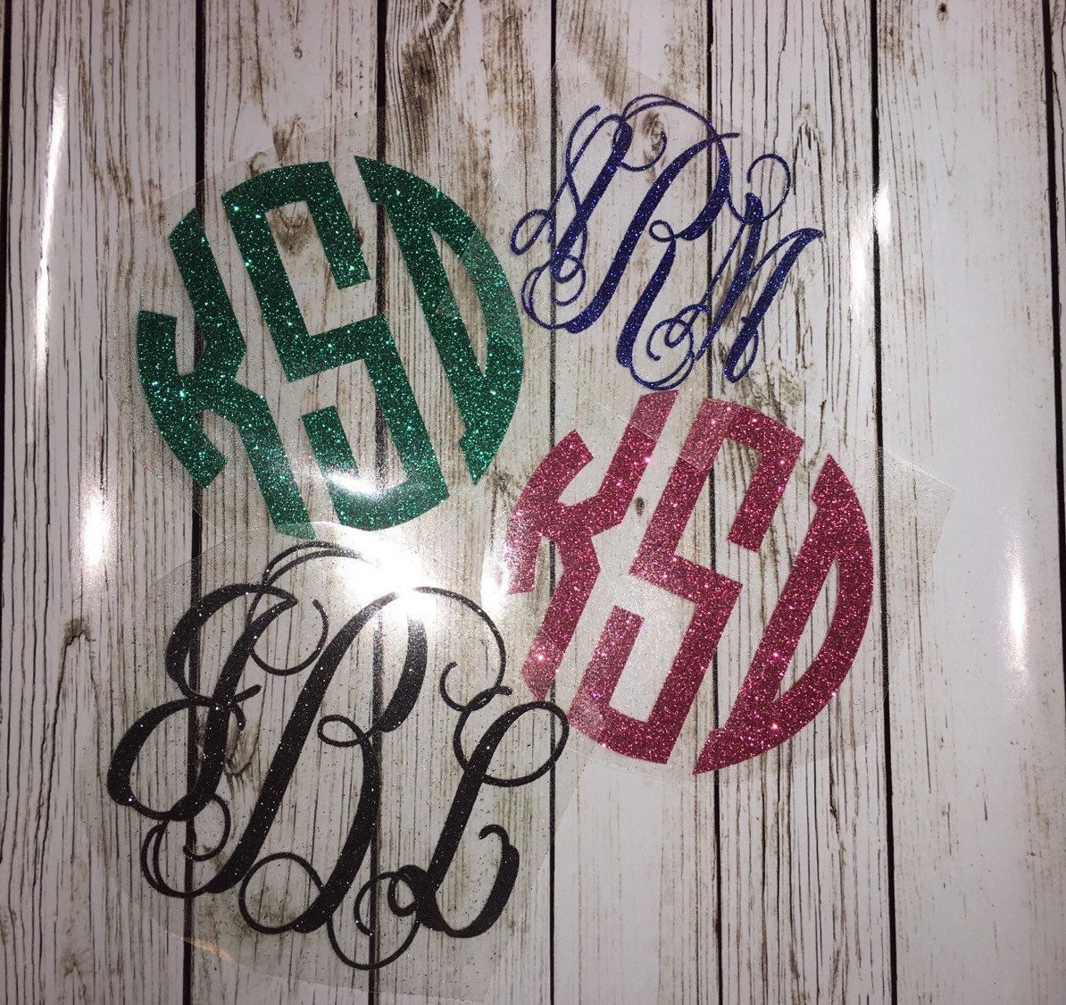 Iron on monogram decal / Glitter Initial Decals / Glitter