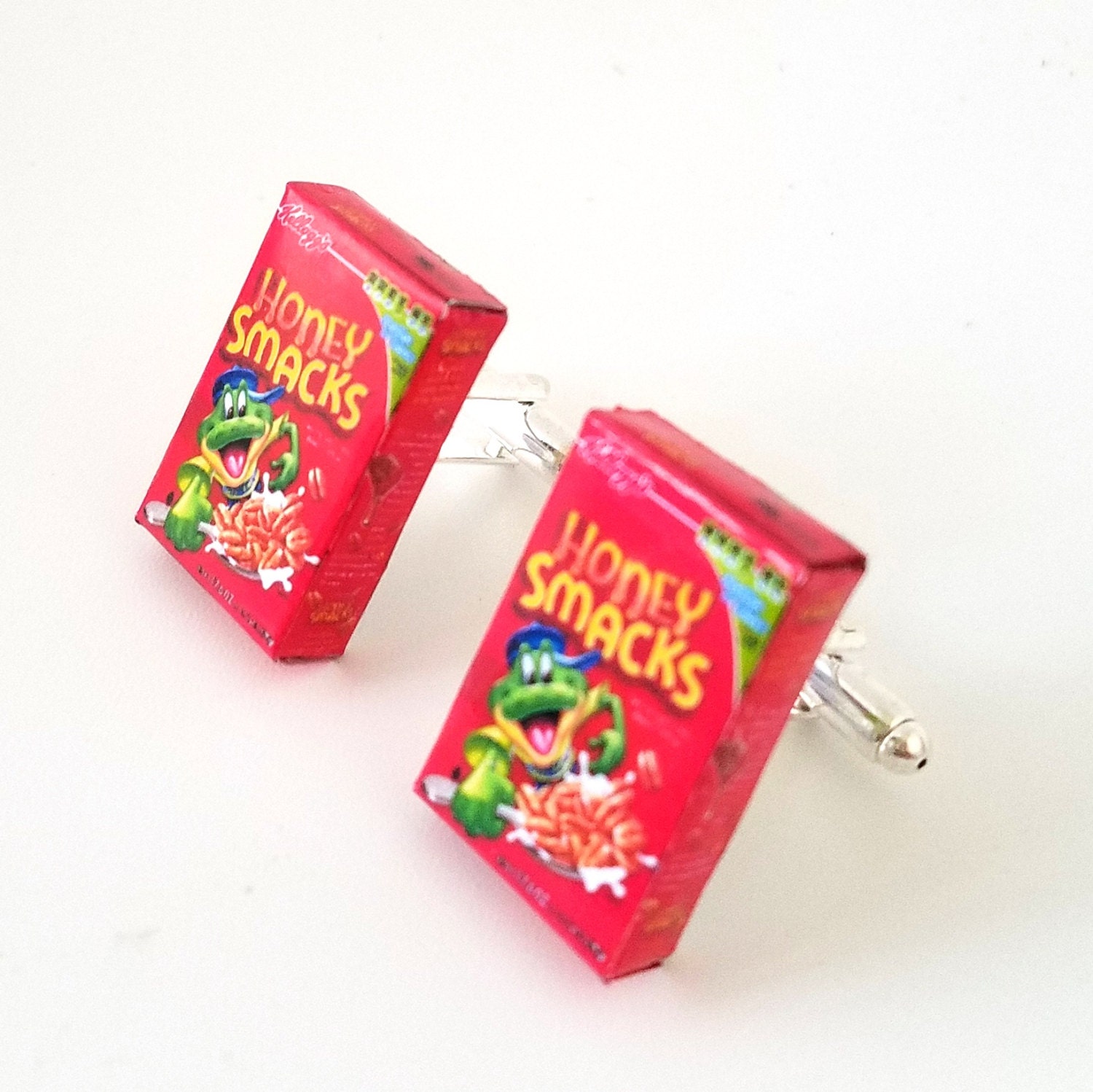 Miniature Honey Smacks Frog Cereals Cufflinks food jewelry