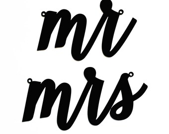 Mr Mrs, Wifey Hubby, Bride Groom Chair Signs, Laser Cut Wedding Chair Backs Decorations Romantic Sweet Theme
