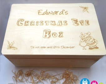 Christmas Eve Box, wooden box, Eve Box, personalised box, surprise box, small box, gift box and FREE Santa Key