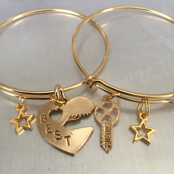 Best friend-set of two 14k gold plated bracelets bangel