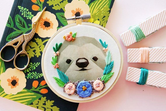 Sloth Hoop Art