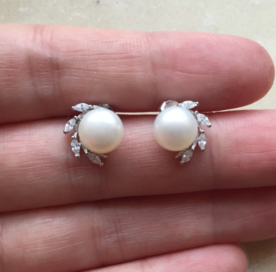 pearl studs freshwater pearl earrings pearl stud by jewelryTang
