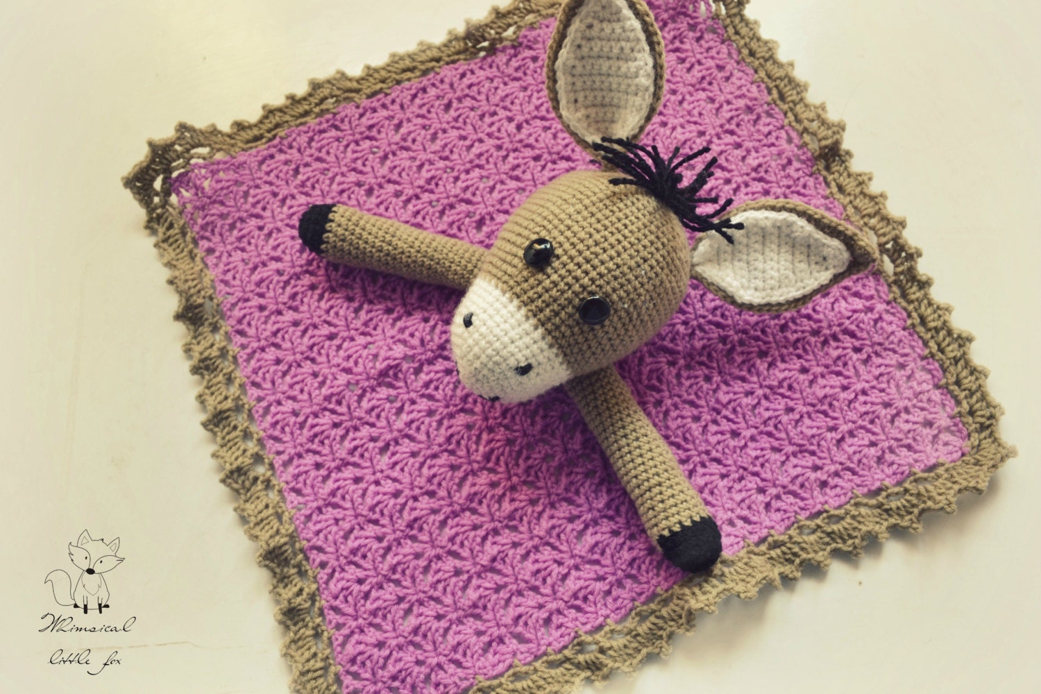 Crochet donkey lovey pattern crochet security blanket