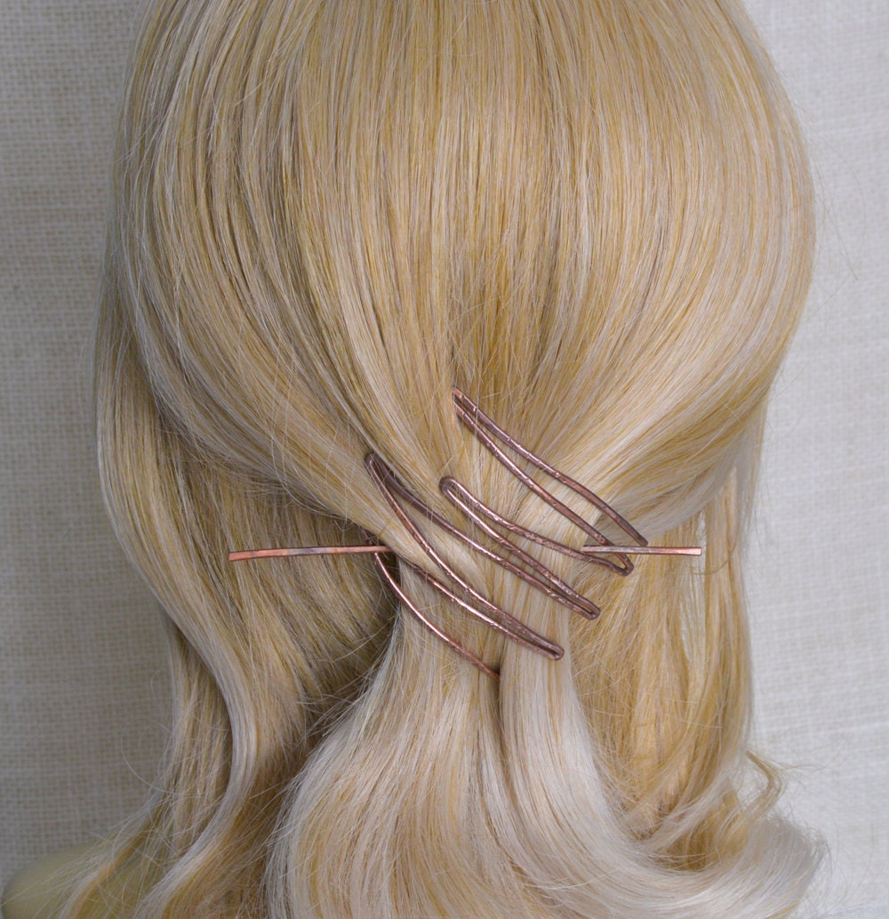 Unique Hair Barrette Hammered Hair Clip Copper Hair Slide
