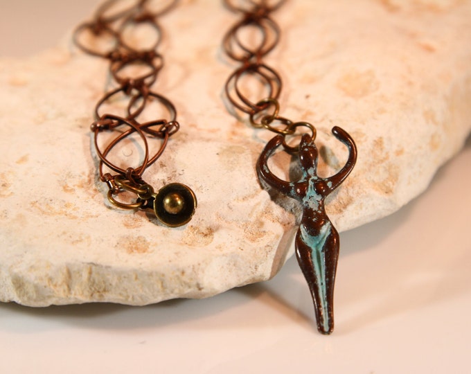 Greek Goddess copper pendant necklace
